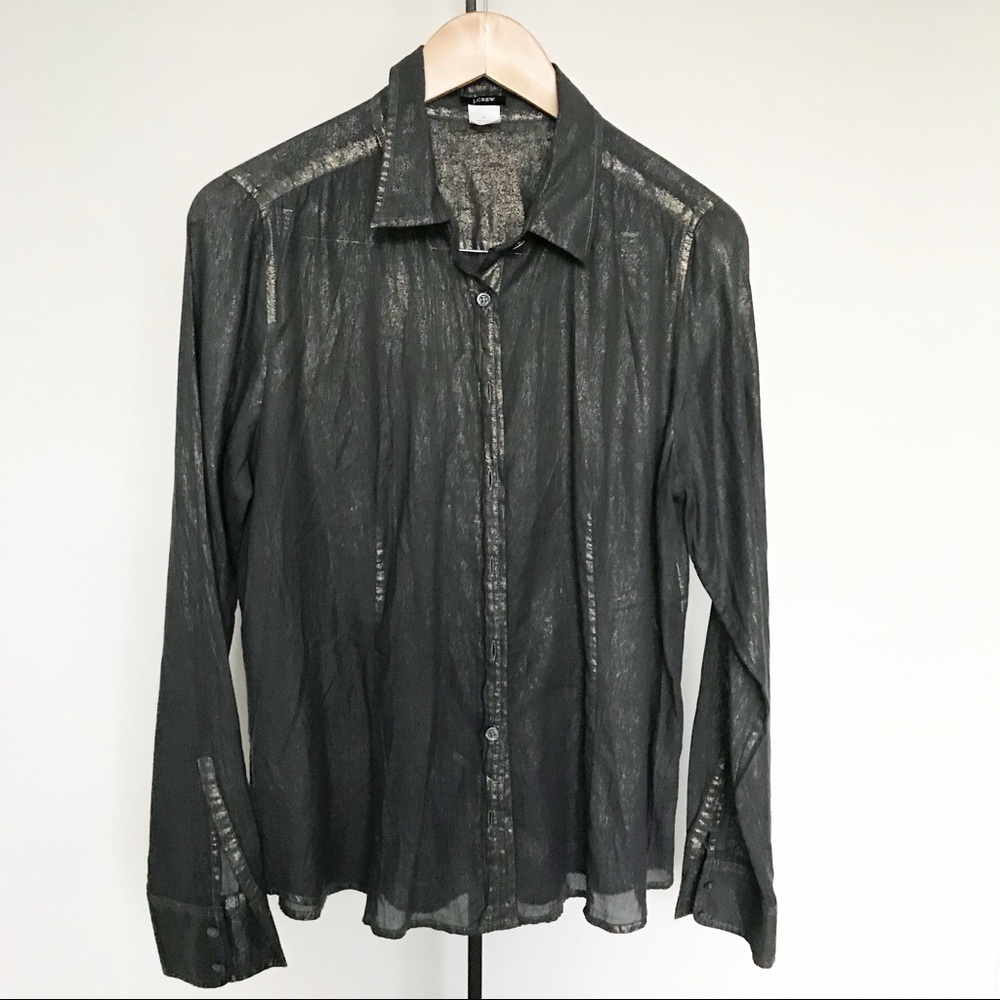 J.Crew Black and Gold Blouse Size 12